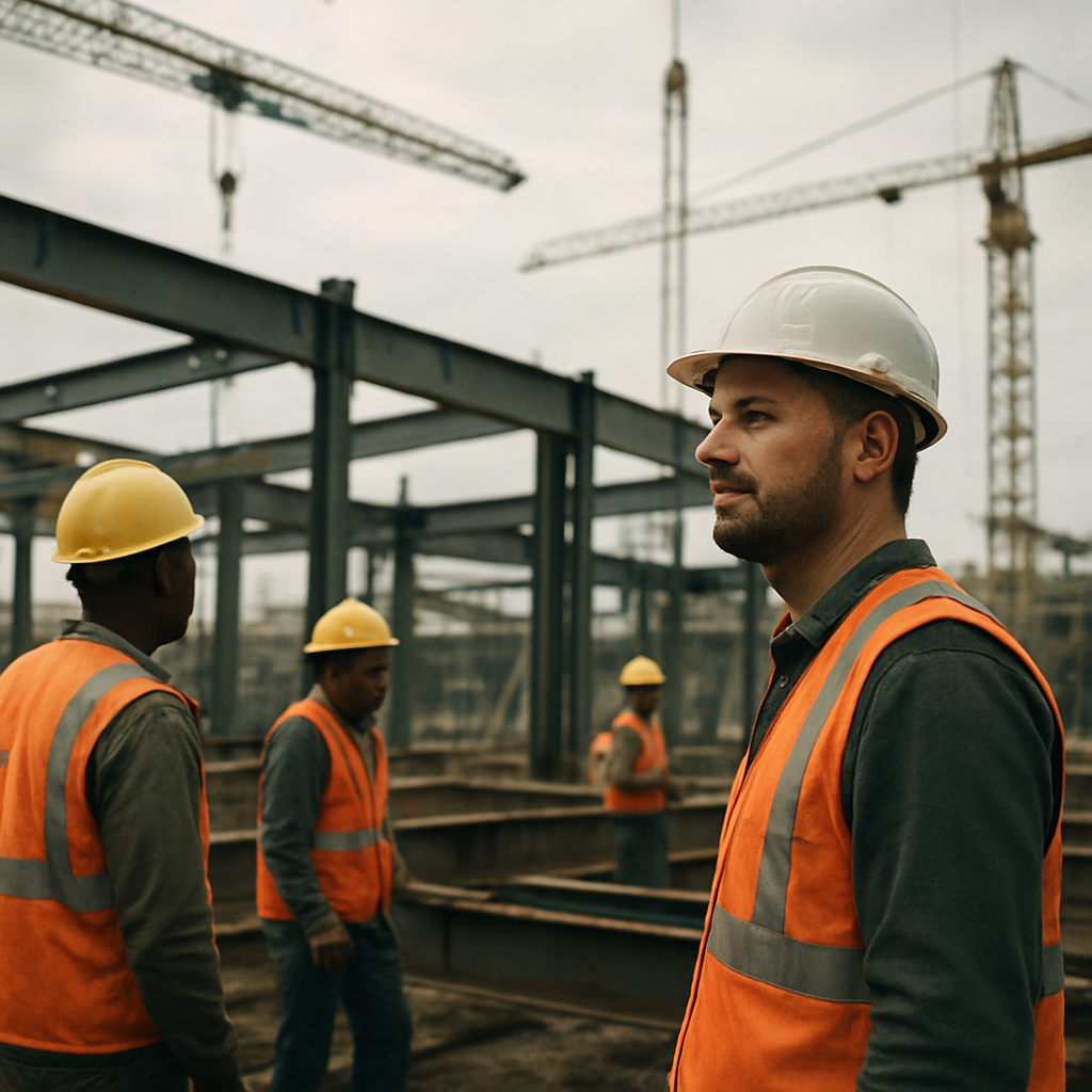 Construction workers at a public infrastructure site